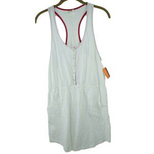 ORageous Womens Size L White Henley Racer Tank Swimsuit Coverup New with Tags